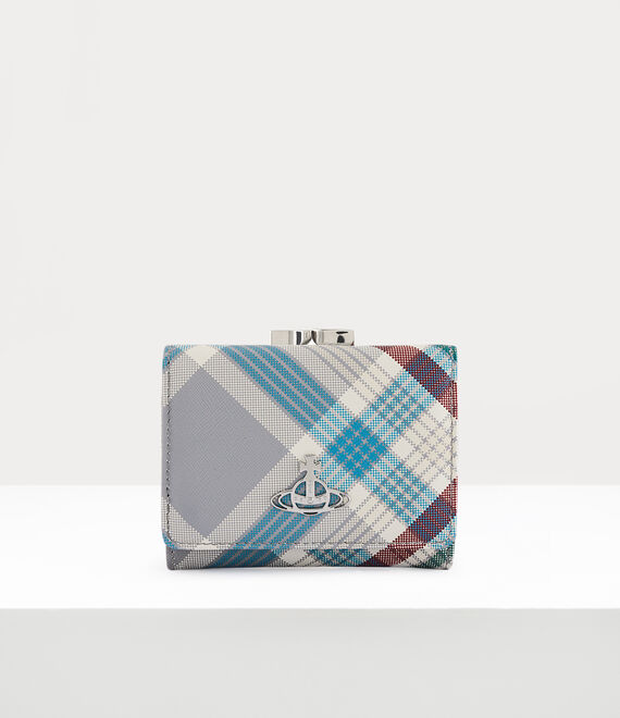 Vivienne Westwood Saffiano Print Small Frame Wallet in madras check